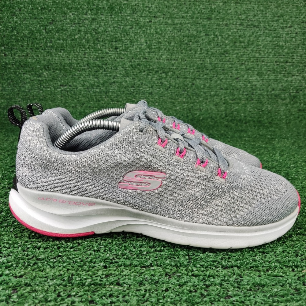 Skechers Sneakers Womens 7 Gray Ultra Groove 149019 Air Cooled Memory Foam Mesh